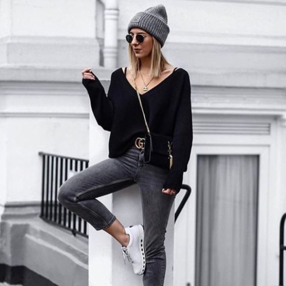 rag and bone jean charcoal v neck sweater womens knit